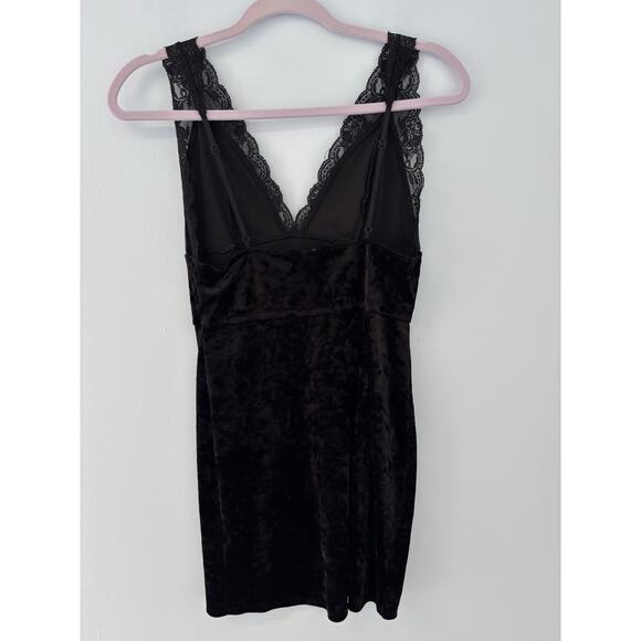 Free People Viper Velvet & Lace Bodycon Dress Black Size S Gothic Romantic Mini - Picture 4 of 9